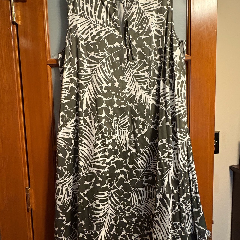 NWOT Lafayette 148 New York Olive and White Abstract Dress XL - Picture 5 of 7